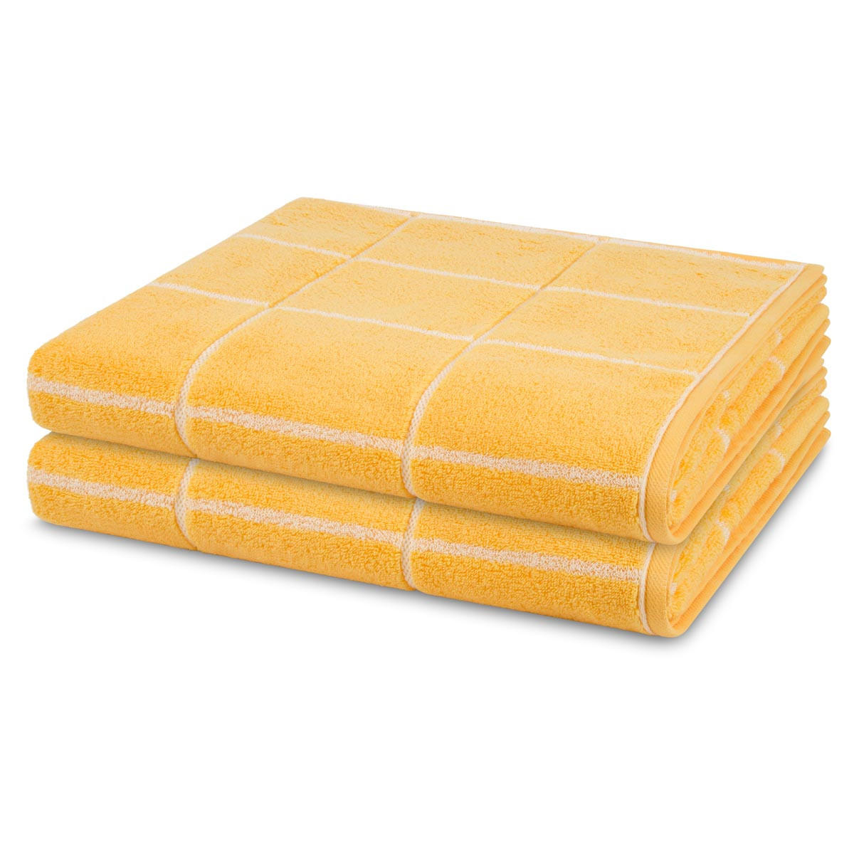 DUSCHTUCH Sensual Skin Karo 2er-Set - Gelb, Textil (75/140cm) - Ross