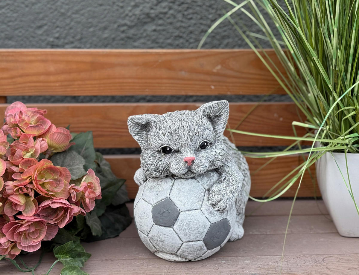 STEINFIGUR Kater Katze Poldi frostfest massiv - Grau, Stein (14/17/21cm) - stoneandstyle