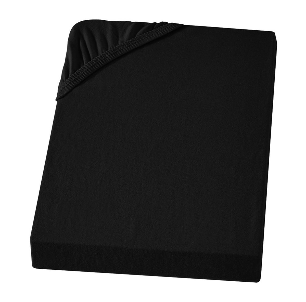 BIBER-SPANNBETTLAKEN 180x200 Warme Winter Flanell Bettlaken aus 100% Baumwolle, Spannbetttuch Laken Uni Schwarz - Made in Germany - Schwarz, Textil (180/200cm) - Carpe Sonno