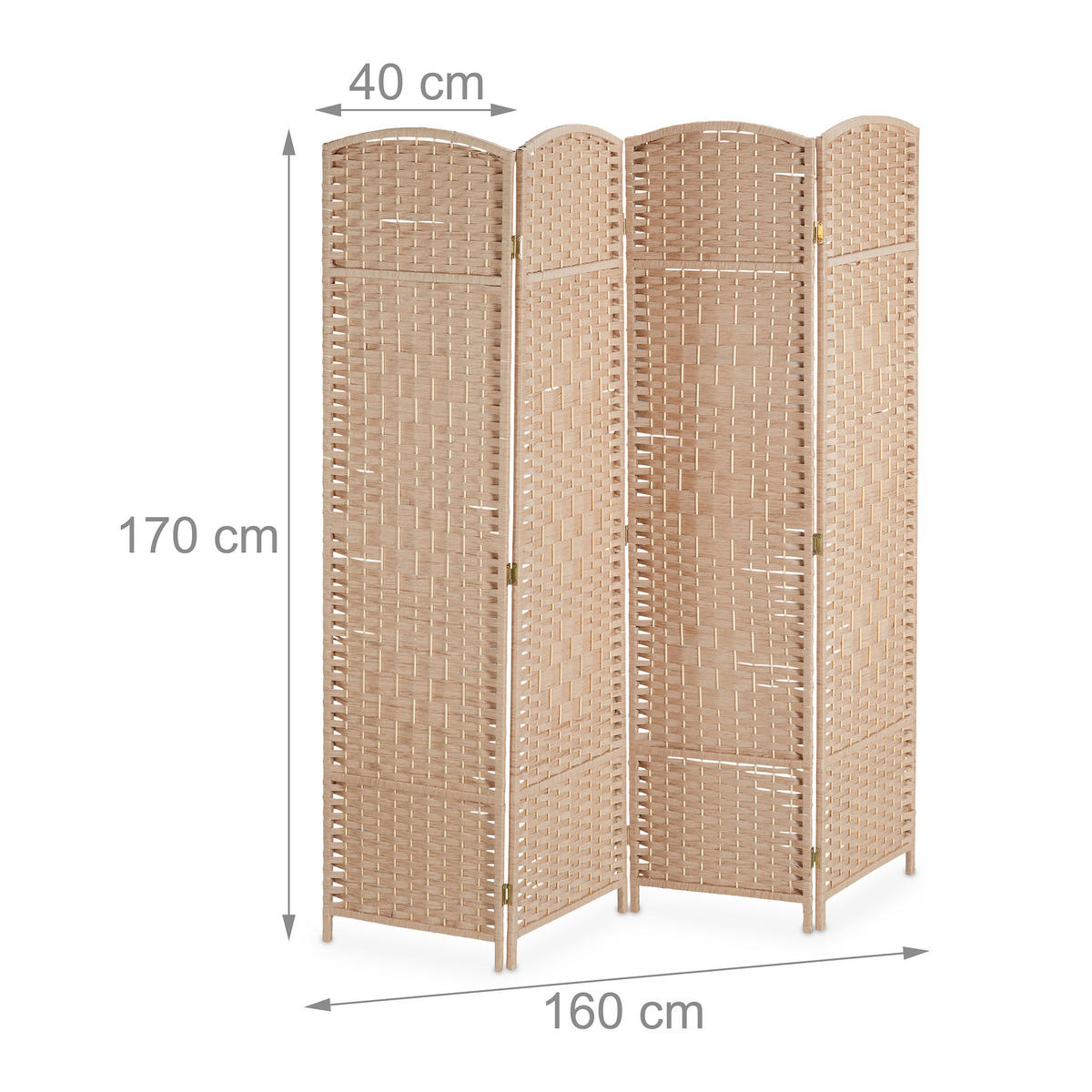 PARAVENT - Hellbraun, Holz/Papier (160/170/2cm) - Relaxdays