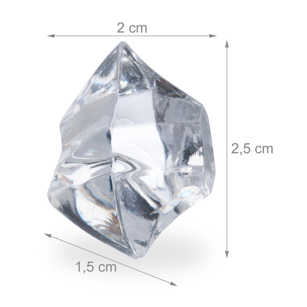 180XDEKORAČNÉ diamanty - priehľadné, plast (2.5/2/1.5cm) - Relaxdays