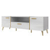 TV-LOWBOARD Picru 150 2D1SZ - Goldfarben/Weiß, Holzwerkstoff/Kunststoff (154/47/38cm) - MIRJAN24