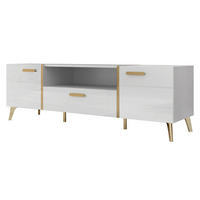 TV-LOWBOARD Picru 150 2D1SZ - Goldfarben/Weiß, Holzwerkstoff/Kunststoff (154/47/38cm) - MIRJAN24