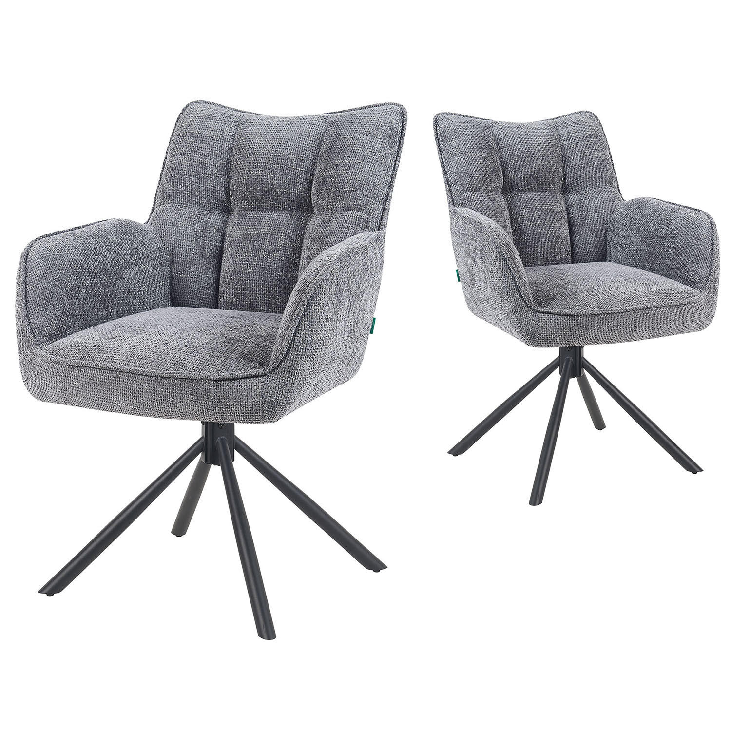 DREHSTUHL Mika-Daan - Schwarz/Grau, Textil/Metall (59/84/66cm) - DUBI Möbel