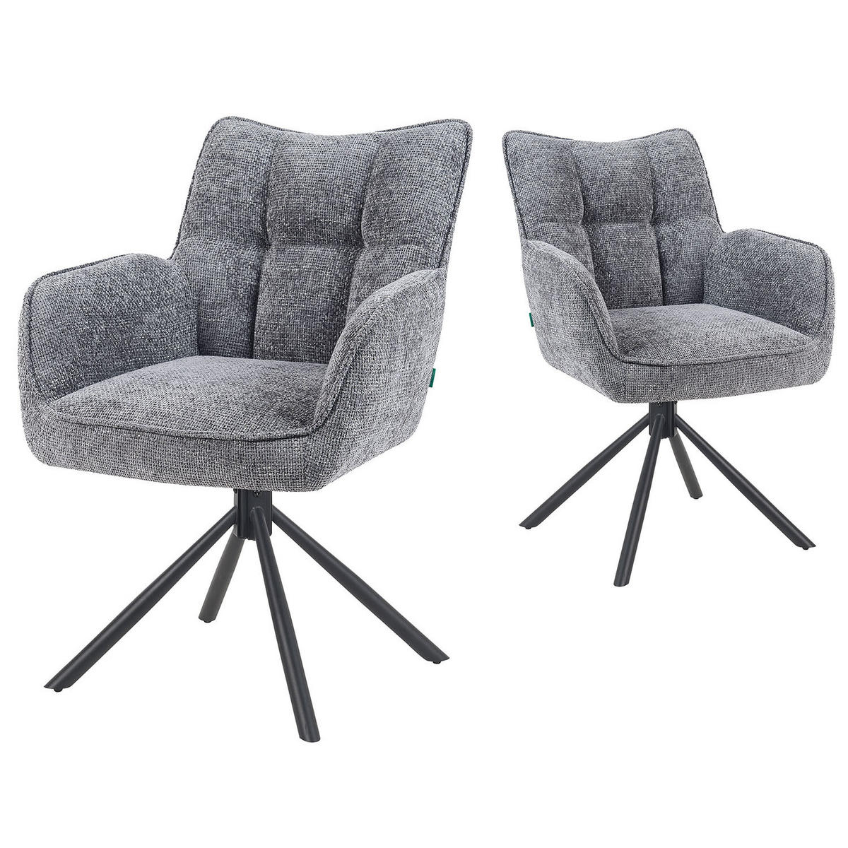 DREHSTUHL Mika-Daan - Schwarz/Grau, Textil/Metall (59/84/66cm) - DUBI Möbel