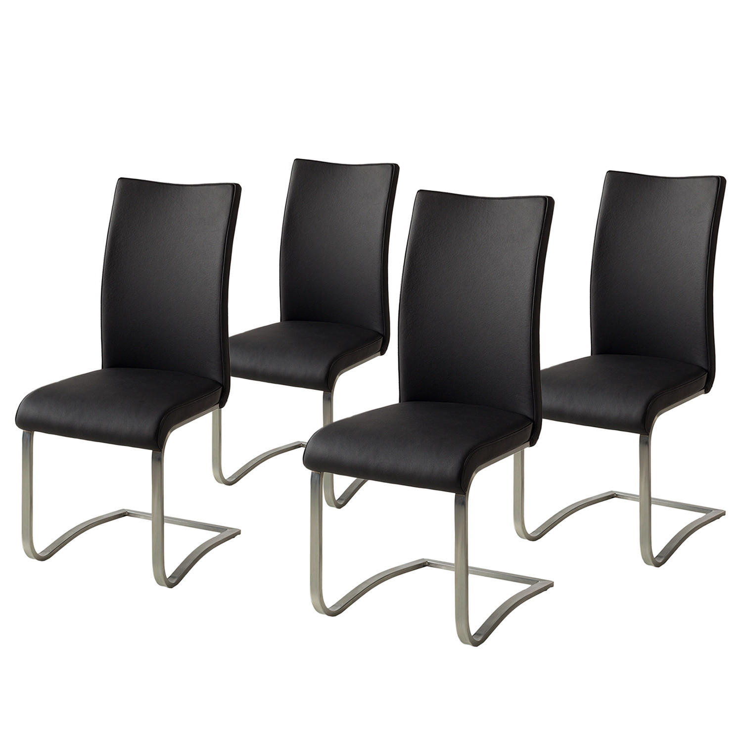 FREISCHWINGER - Edelstahlfarben/Schwarz, Leder/Metall (43/103/52cm) - home24