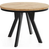 ESSTISCH Strato Black runder ausziehbarer, Eiche Craft braun 100-140/100/77 cm - Eiche Wotan/Schwarz, Holz/Holzwerkstoff (100/140/77cm) - WFL GROUP