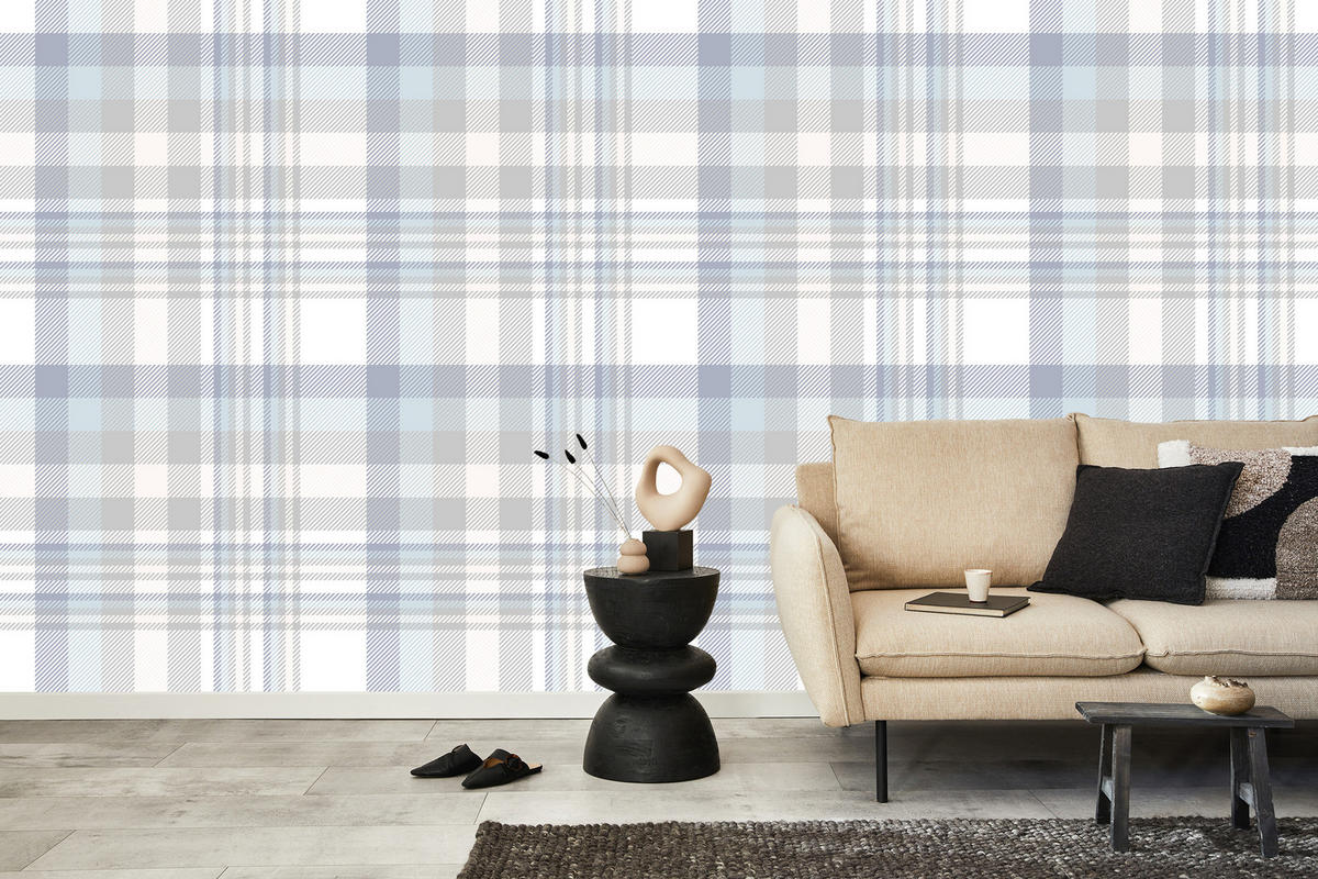 VLIESTAPETE Modernes Karomuster – Grau, Weiß – 50x1000 cm - Weiß/Grau, Papier (50/1000cm) - Muralo