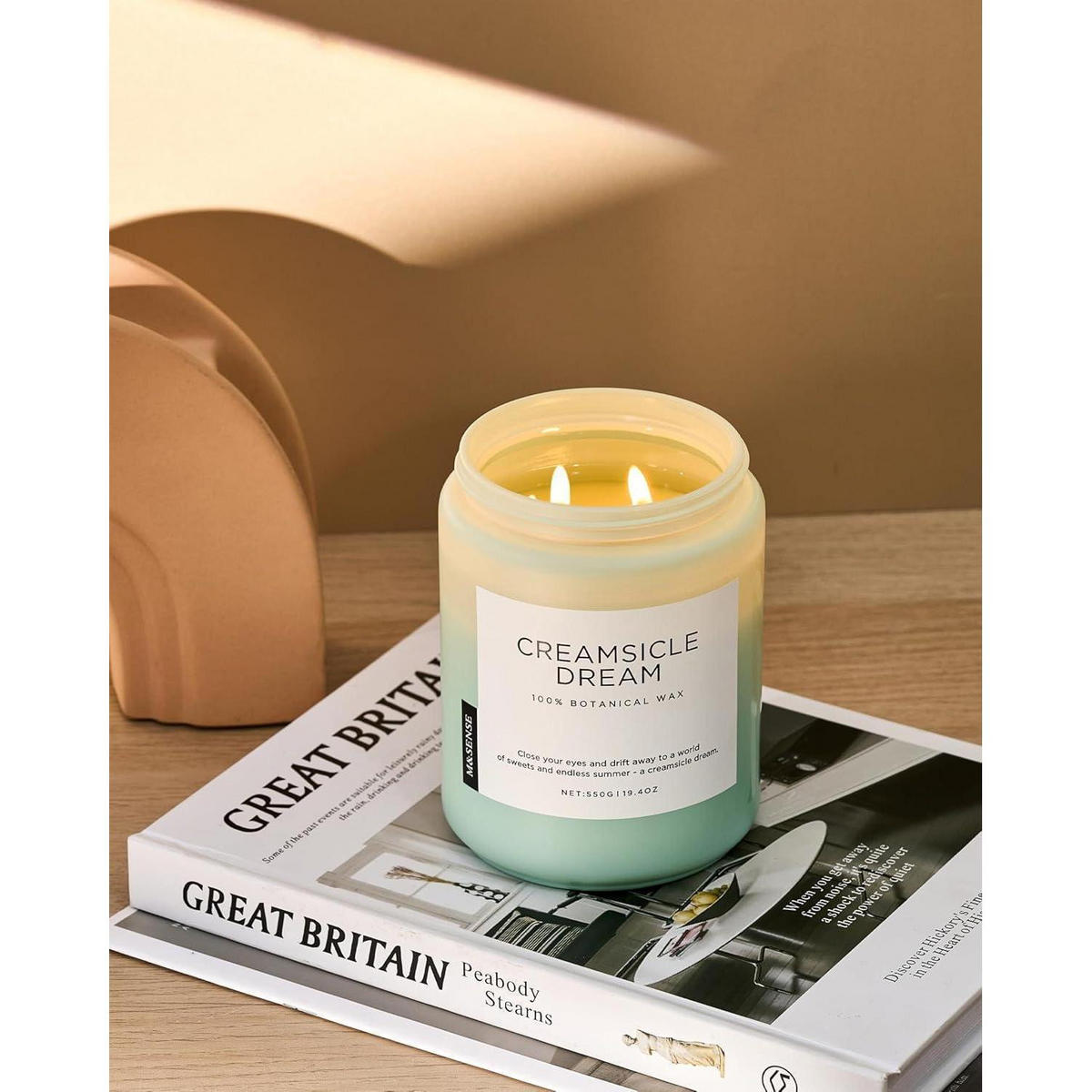 DUFTKERZE Orange Creamsicle 550 g 110 Stunden Brenndauer Sojawachs 2 Dochte - Orange, Paraffin (13cm)