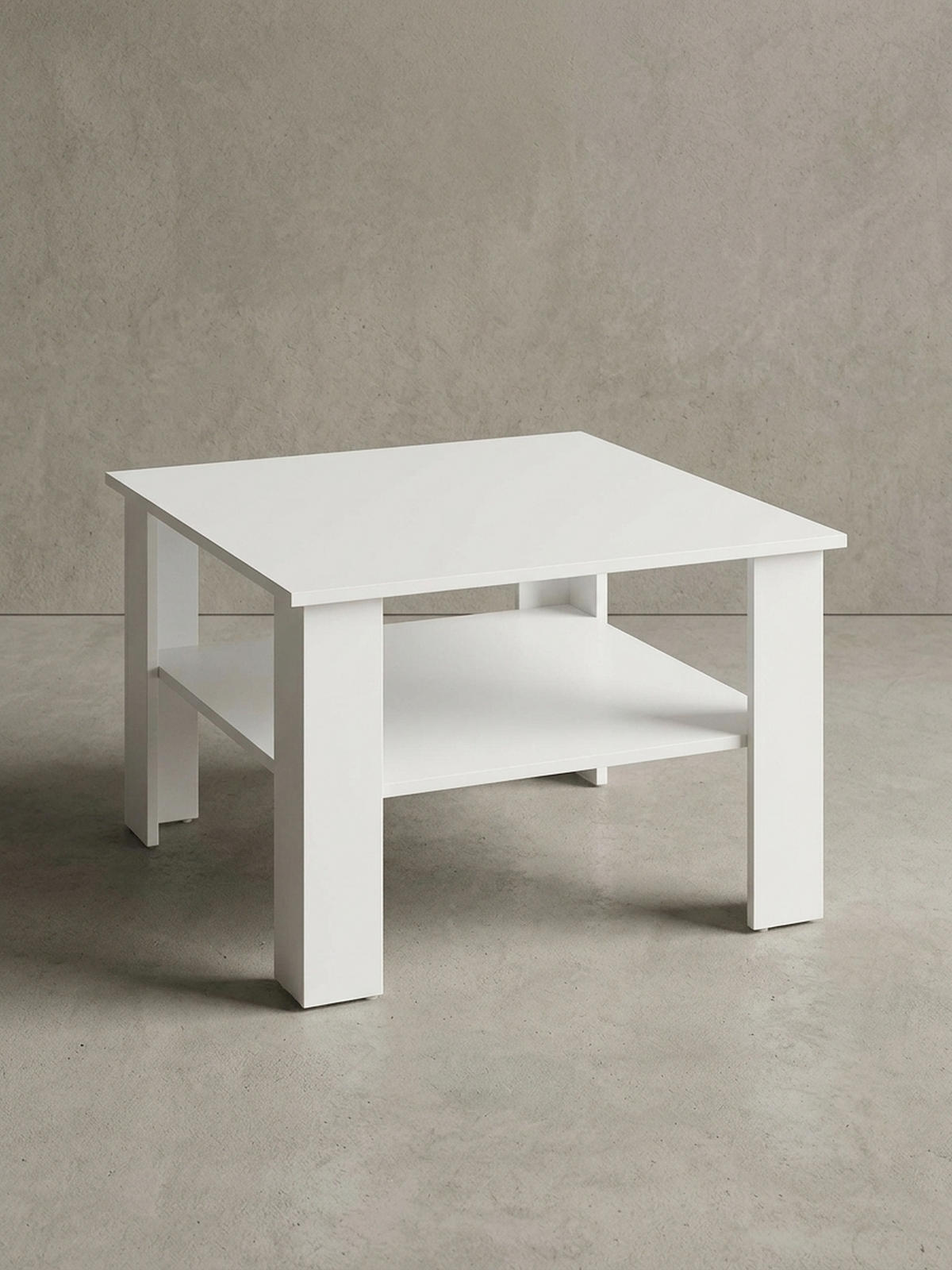 COUCHTISCH NIDDA aus Sonoma Eiche, kratzfest und Ablagefläche, Weiß 60x60x42 cm - Weiß, Holz (60/60/42cm) - KADIMA DESIGN