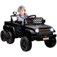 ELEKTRISCHES Kinderauto 12V, mit Anhänger, LED-Lichtern, Musik und Hupe, für Kinder im Alter von 3-8 Jahren, Schwarz - Schwarz, Kunststoff/Metall (122/62.5/65cm) - AIYAPLAY