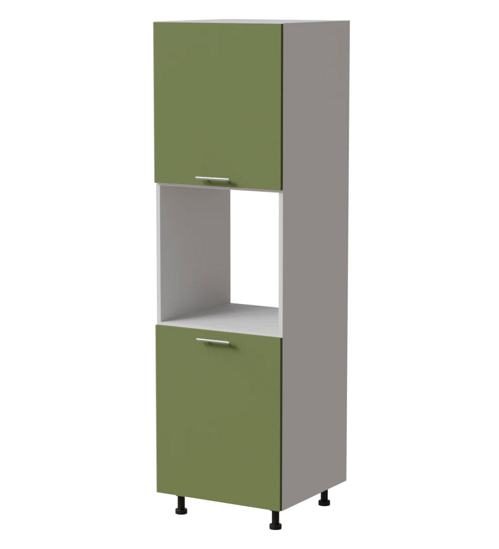 BACKOFENUMBAUSCHRANK Brerra D14/RU/2D RAL 6025 farngrün Matt / Weiß Matt 60 / 59 / 207cm - Weiß/Grün, Holz/Holzwerkstoff (60/207/59cm) - Feldmann-Wohnen