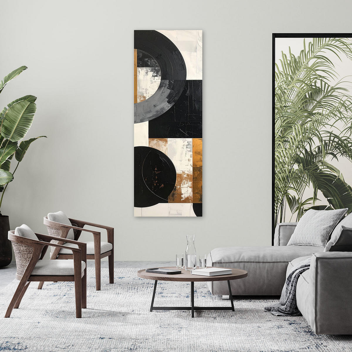 LEINWANDBILD 3D und geometrisch 50x150cm - Schwarz, Textil (50/150cm) - Feeby