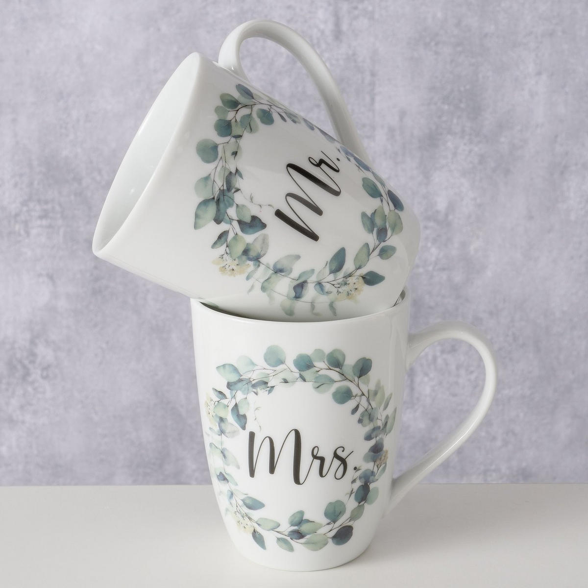 TASSEN-SET für Sie und Ihn Eukana Weiß 330 ml 12/8/10,5 cm - Weiß, Keramik (0.33L) - Boltze Home