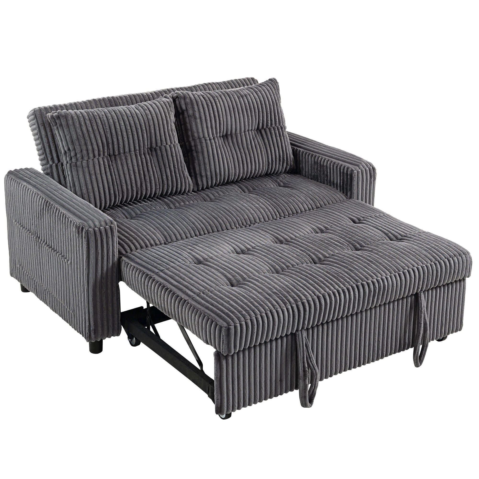 SCHLAFSOFA Polyester, Stahl Dunkelgrau - Dunkelgrau/Hellgrau, Holz/Kunststoff (90/91/157cm) - HOMCOM