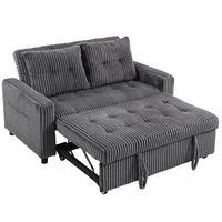 SCHLAFSOFA Polyester, Stahl Dunkelgrau - Dunkelgrau/Hellgrau, Holz/Kunststoff (90/91/157cm) - HOMCOM