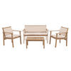 GARTEN-GARNITUR Beige 1x Bank, 2x Sessel, 1x Tisch-Set - Beige, Holz - MCW