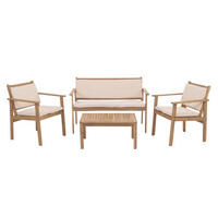 GARTEN-GARNITUR Beige 1x Bank, 2x Sessel, 1x Tisch-Set - Beige, Holz - MCW