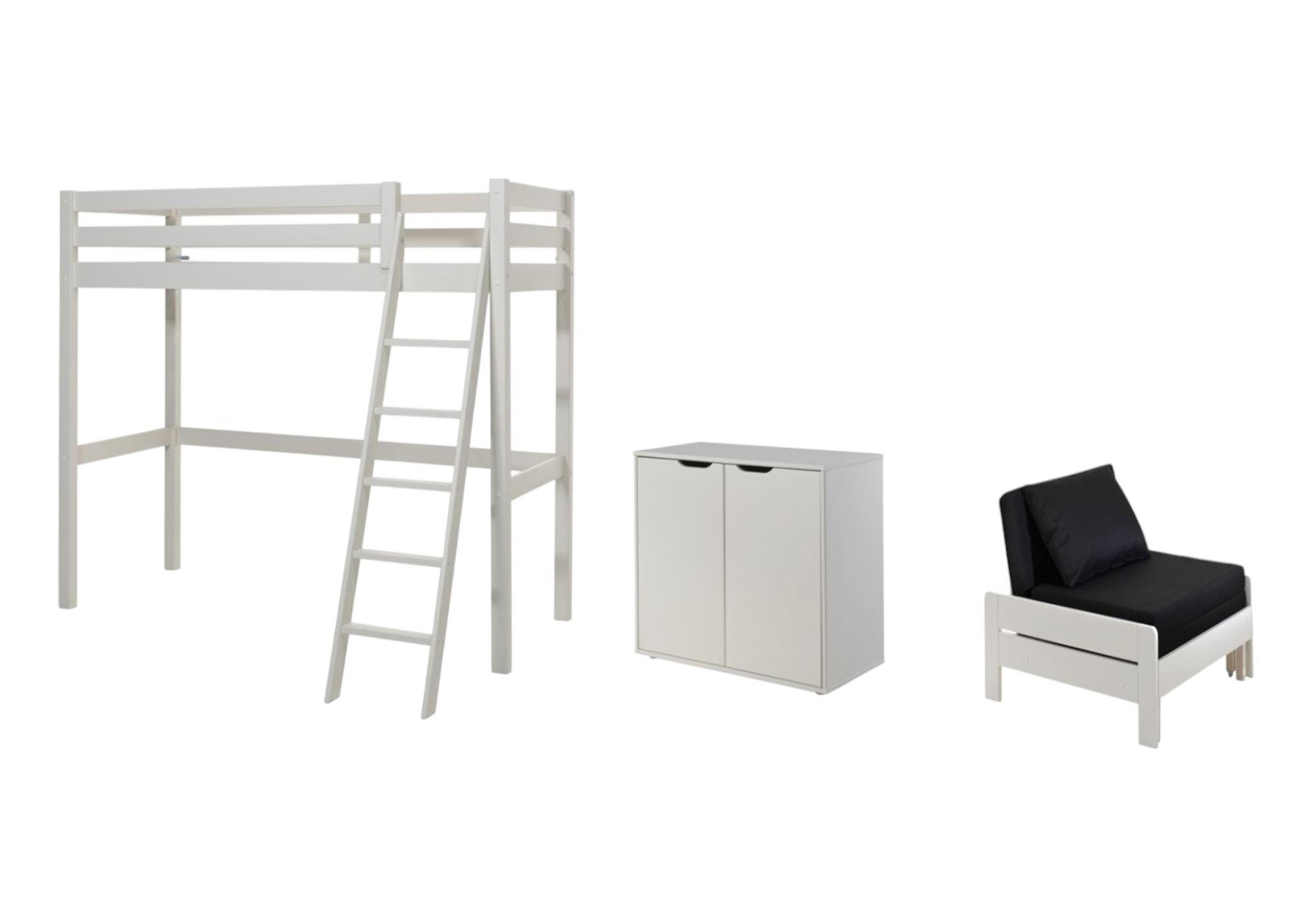 HOCHBETT Katherine 209x190x165 mit Kommode und Bettsessel Holz Weiß - Weiß, Holz (90/200cm) - 58aufmkessel