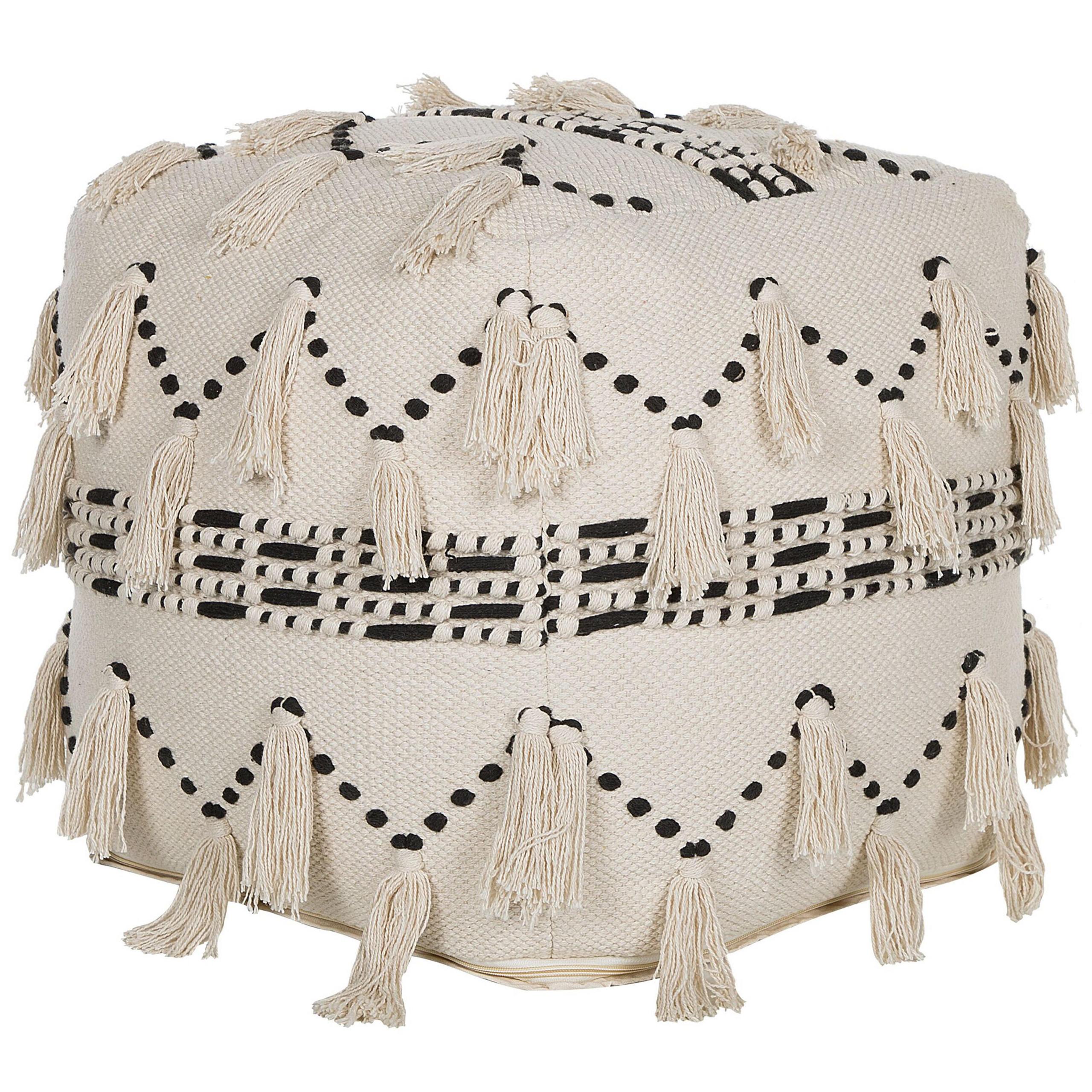 POUF Thondi 50/50/50 cm - Beige, Naturmaterialien/Textil (50/50/50cm) - Beliani