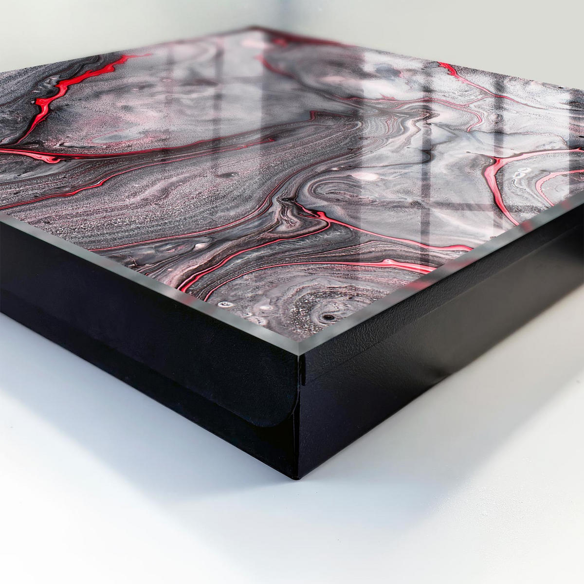 SCHLÜSSELBOX Schwarz 30x30 cm- Türöffnung nach rechts - Ausdrucksstarke Abstraktion - Grau, Metall (30/30/5cm) - TULUP