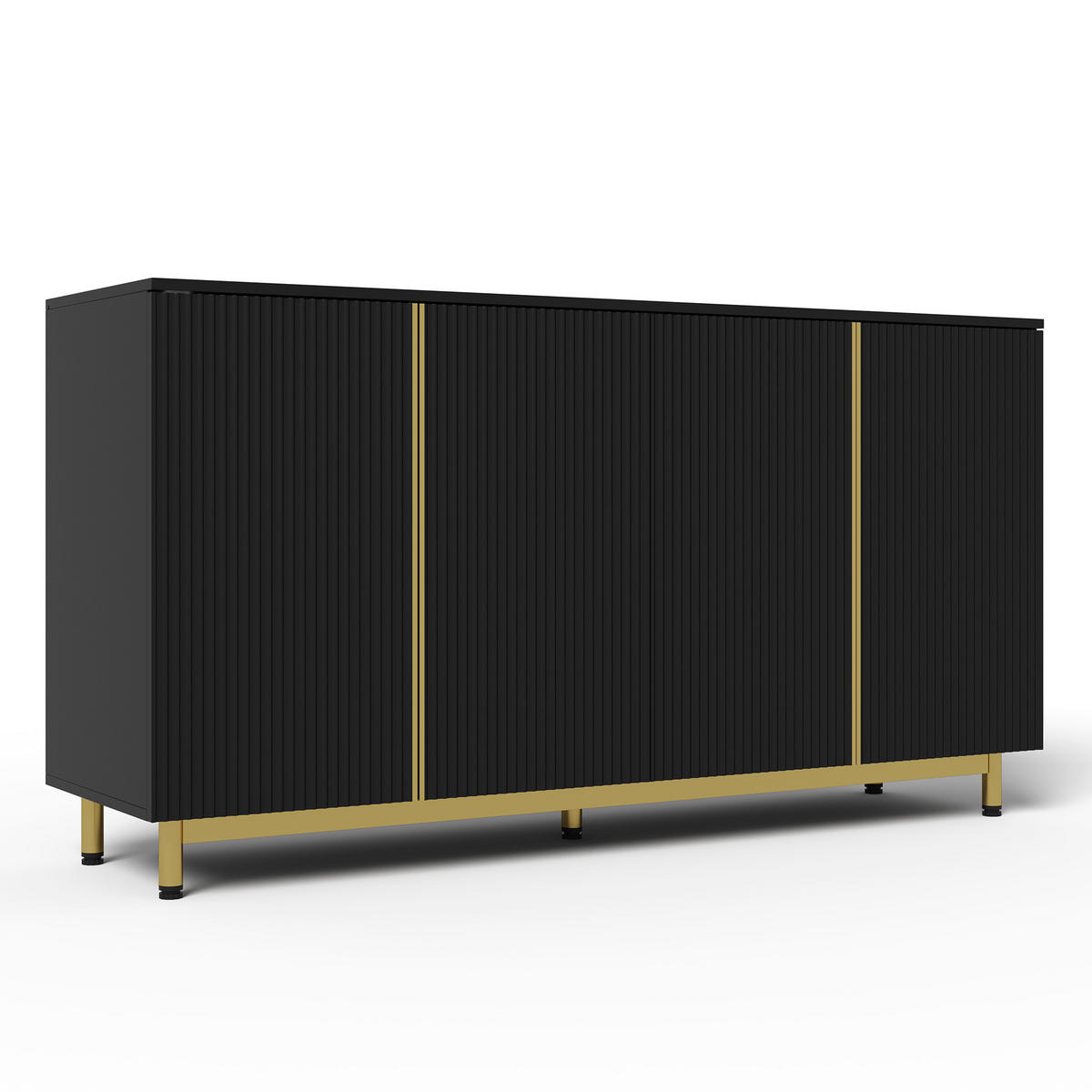 SIDEBOARD mit Flexibler Stauraum Schwarz und Gold - Weiß, Holzwerkstoff (150/81/41.5cm) - Urban Meuble