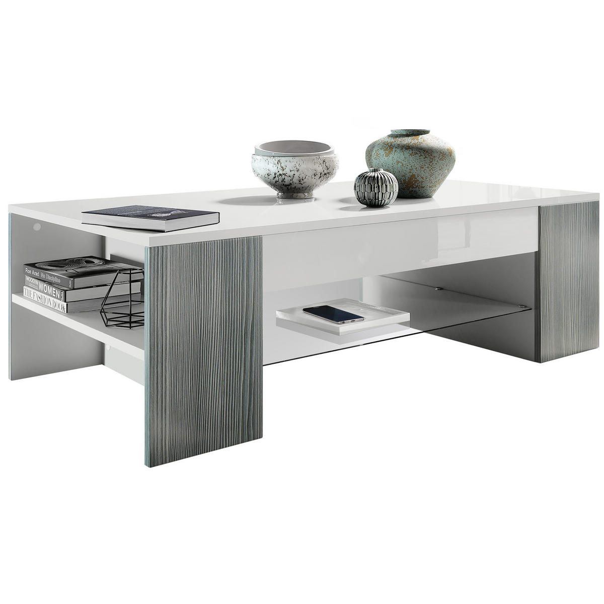 COUCHTISCH Clip Blenden in Avola-Anthrazit - Anthrazit, Holzwerkstoff (60/118/37cm) - Vladon