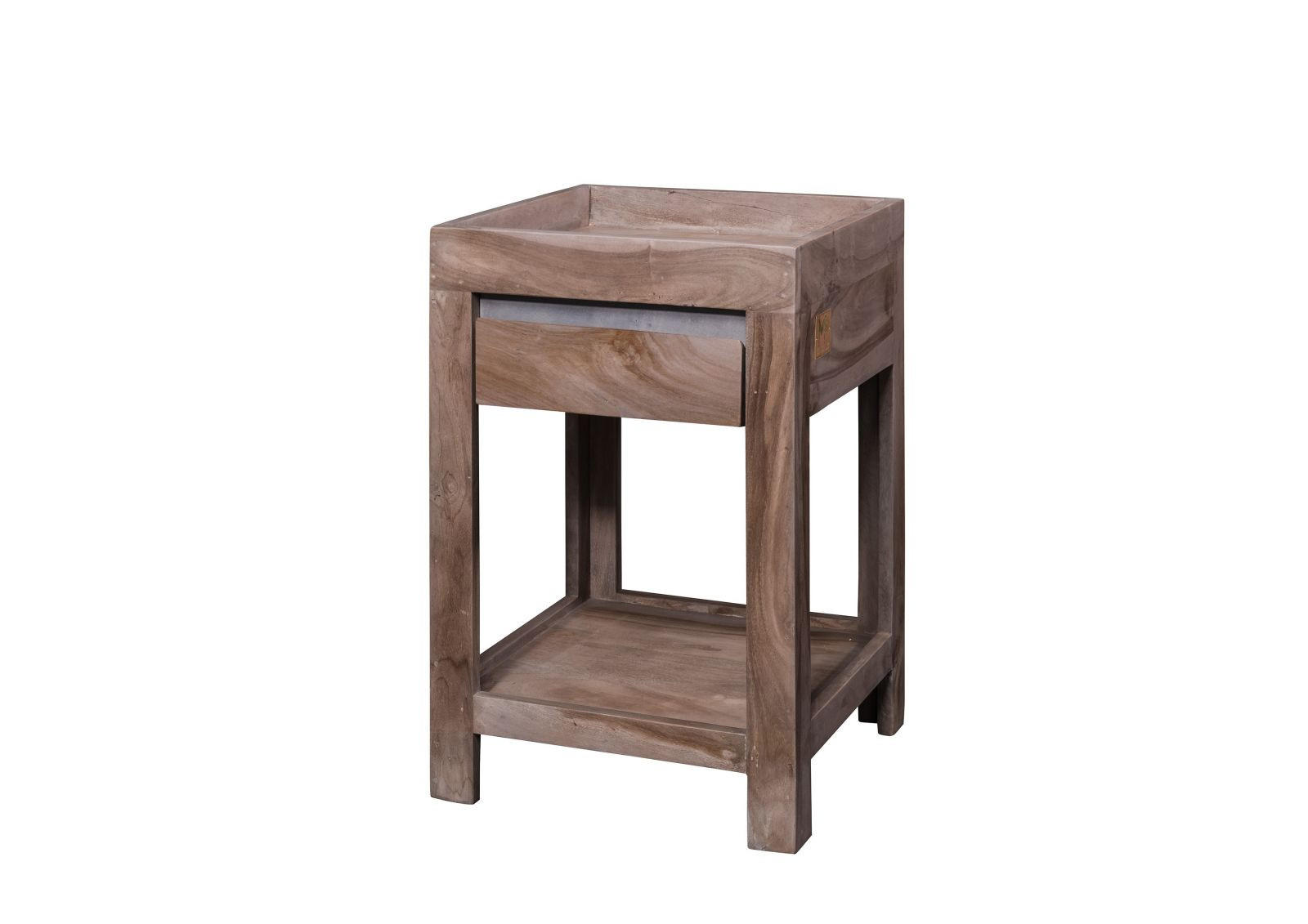 BEISTELLTISCH Sheesham 40x40x60 smoked oak lackiert SYDNEY #236 - Grau, Holz (40/40/60cm) - Massivmoebel24