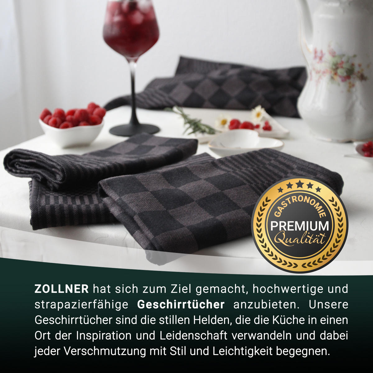 GESCHIRRTÜCHER, 6er-Set, 65x65 cm, 100% Baumwolle, Schwarz - Schwarz, Textil (65/65cm) - Zollner