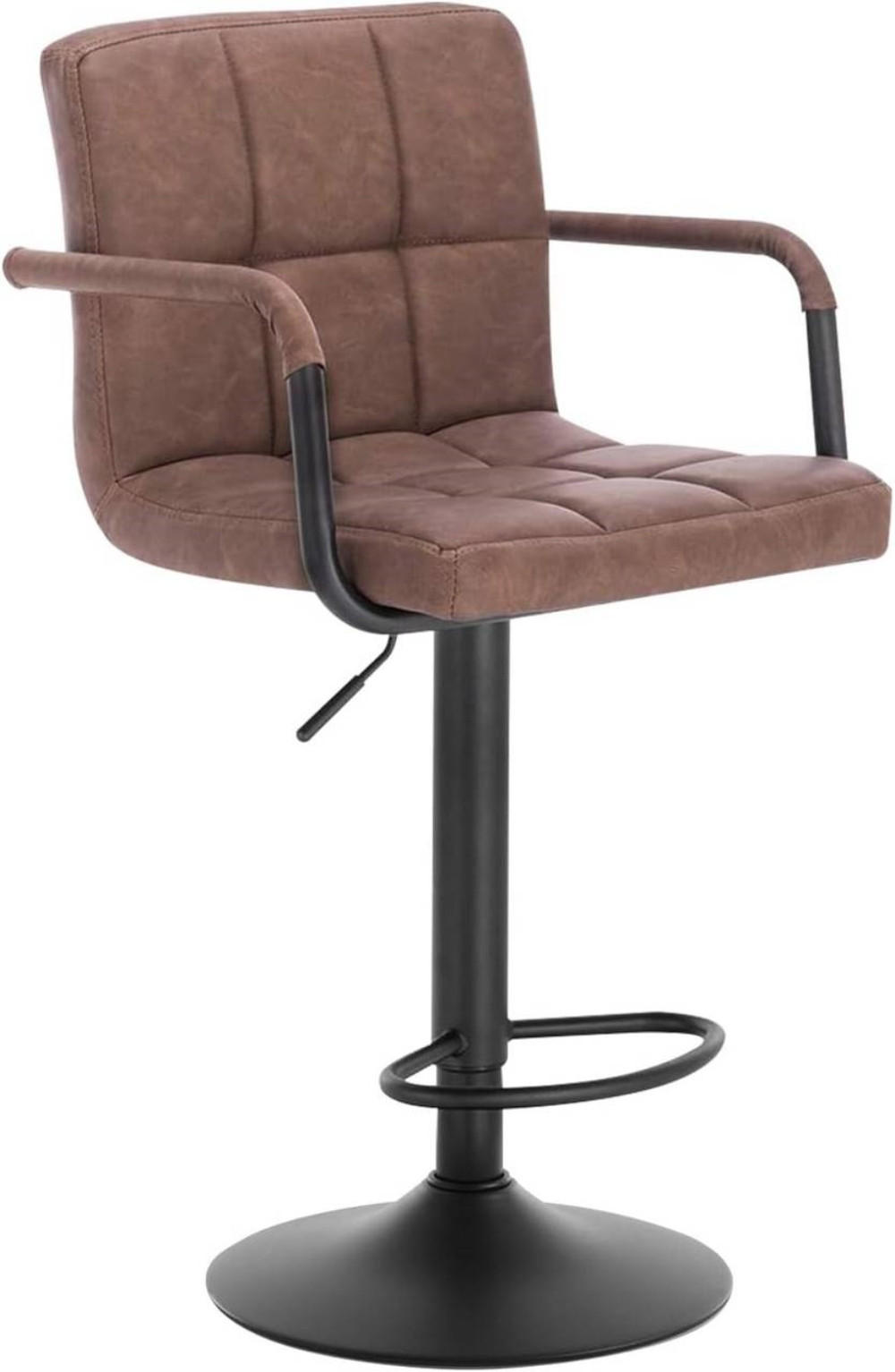 BARHOCKER drehbar, Antiklederoptik, Dunkelbraun - Dunkelbraun/Schwarz, Textil/Metall (51/90/37cm) - Woltu