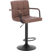 BARHOCKER drehbar, Antiklederoptik, Dunkelbraun - Dunkelbraun/Schwarz, Textil/Metall (51/90/37cm) - Woltu