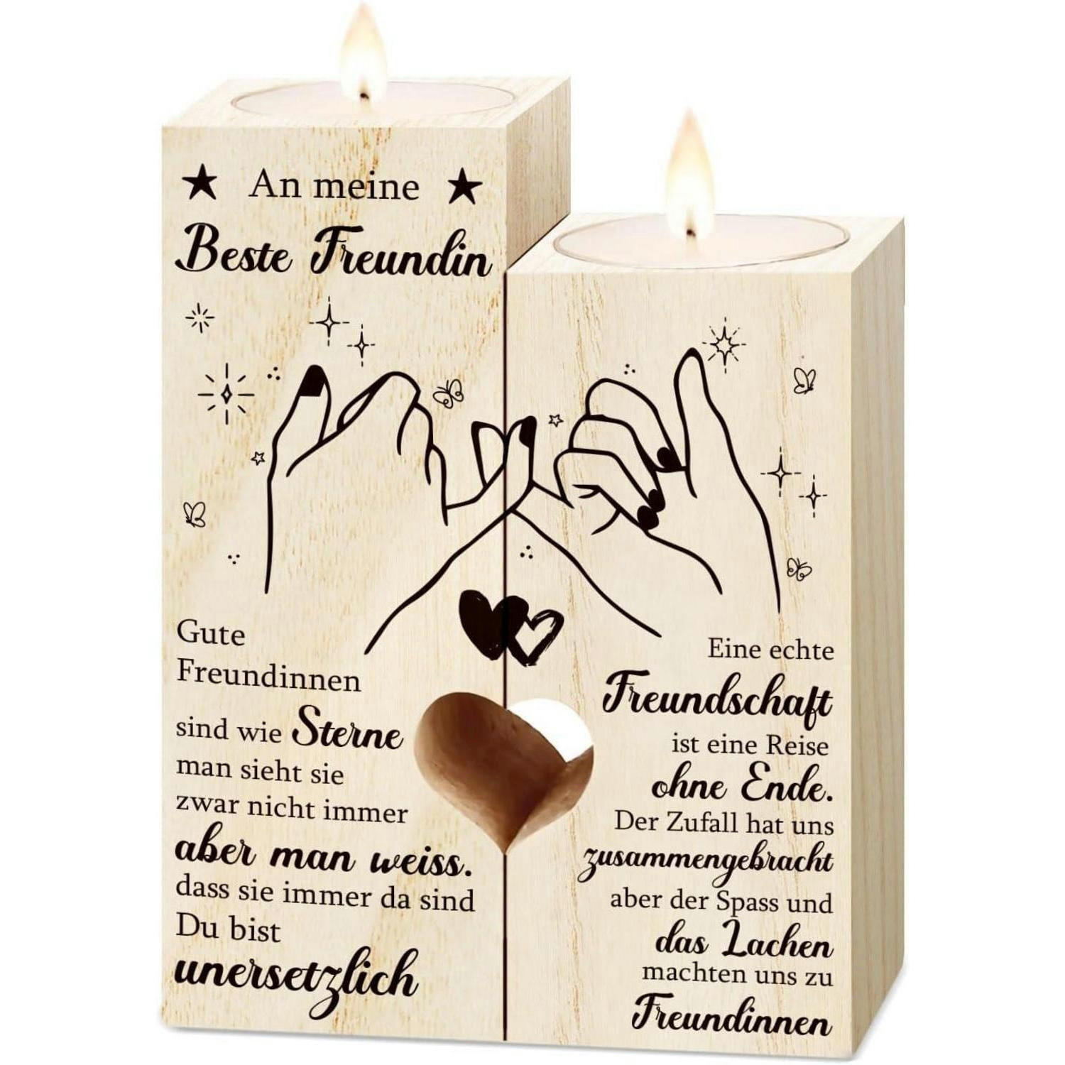 KERZENSTÄNDER Holz Freundschaftsgeschenk - Braun, Holz (4.5/12/9cm)