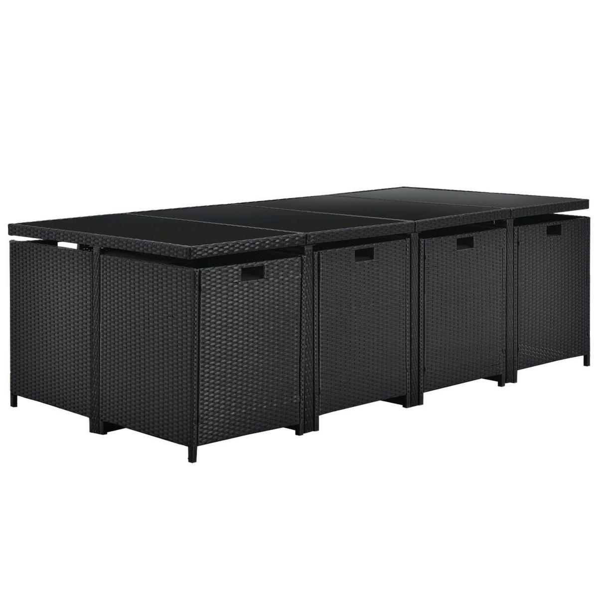 GARTENMÖBELSET Baracoa schwarz 13-tlg. - Schwarz, Kunststoff/Metall - Juskys