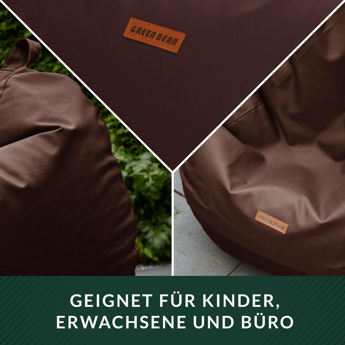 INDOOR SITZSACK Scoop Kunstleder - Dunkelbraun, Textil (90/70/70cm) - Green Bean