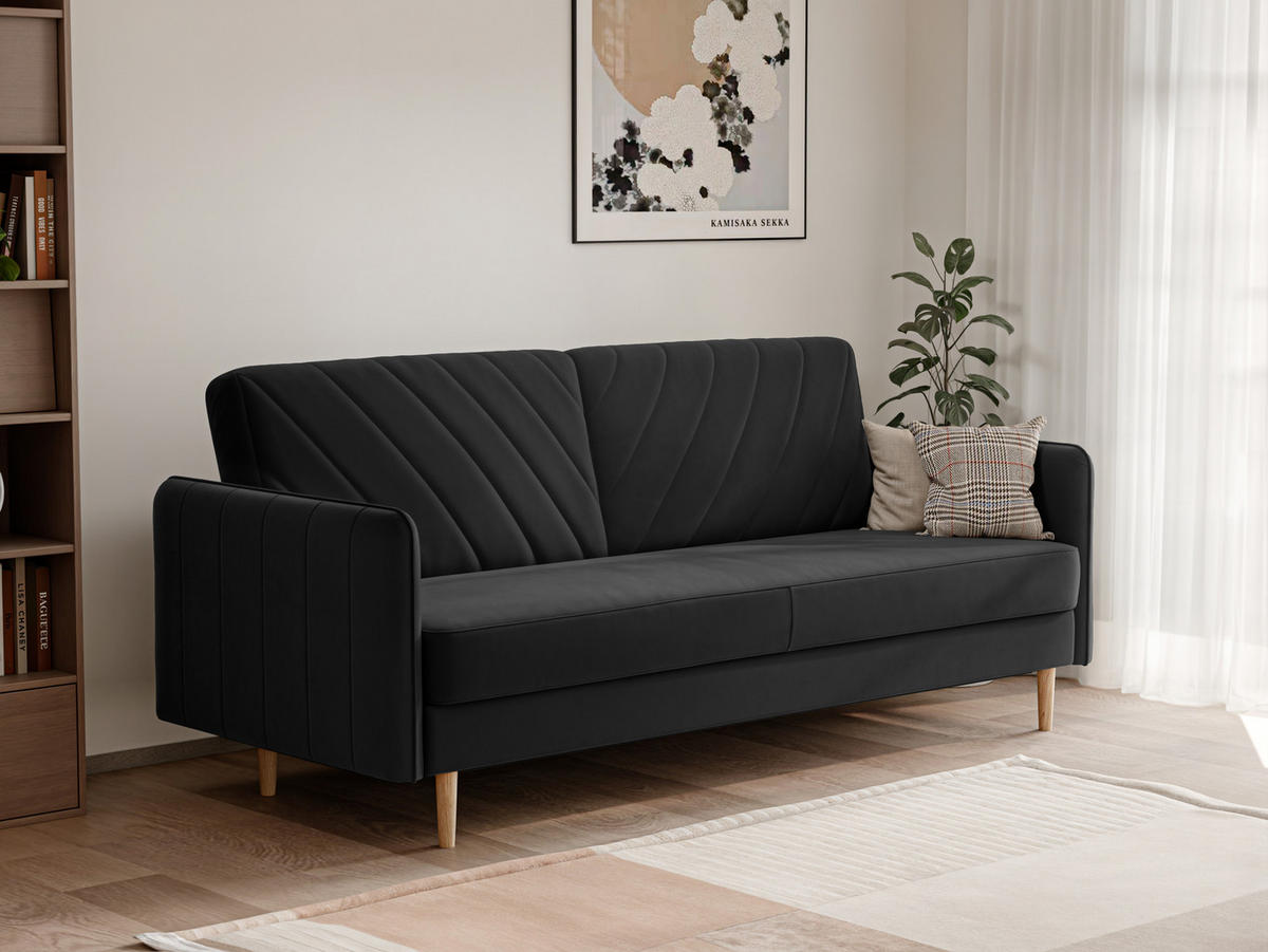SCHLAFSOFA COLETTE mit Bettkasten Schwarz - Schwarz, Holzwerkstoff/Kunststoff (200/85/90cm) - Idohome