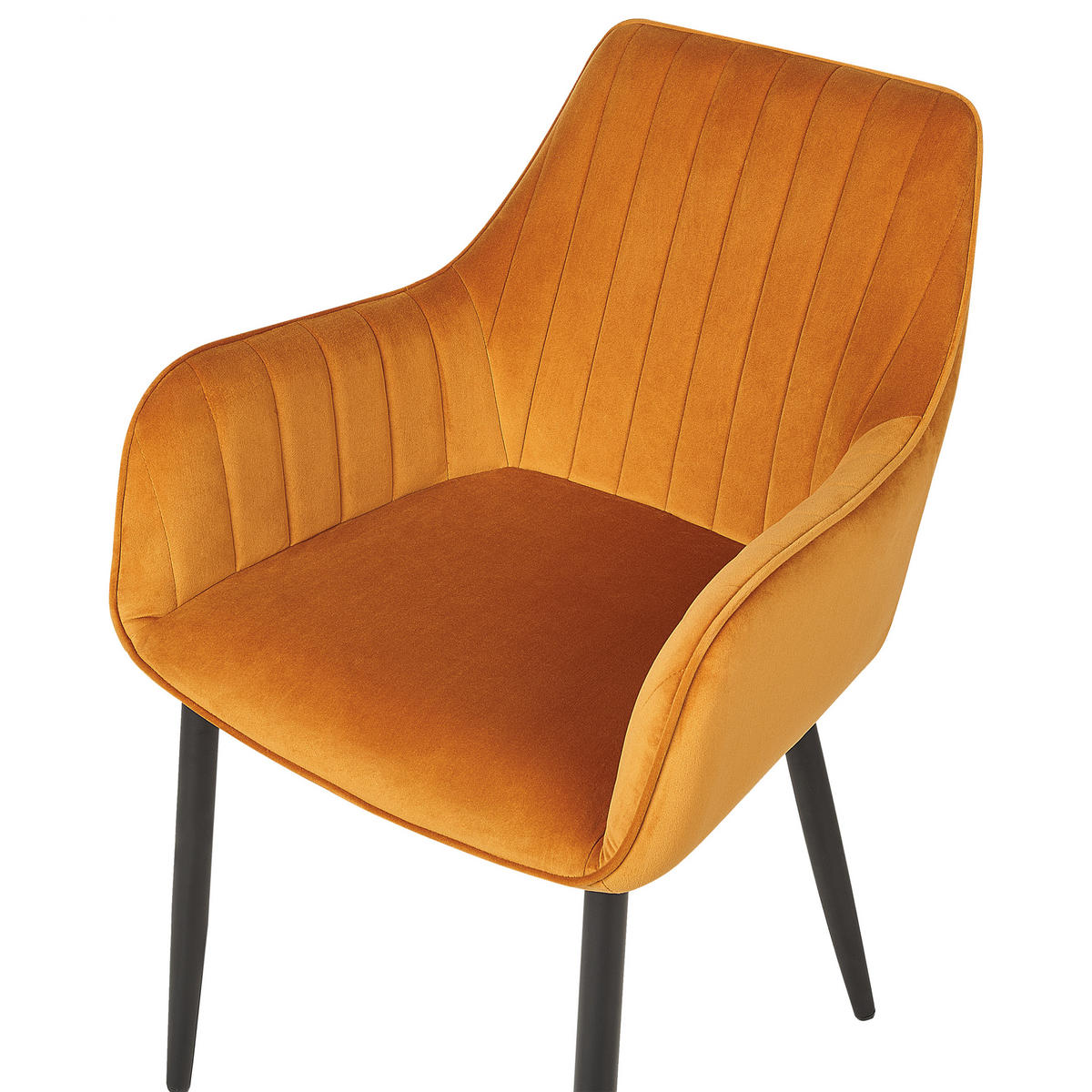 ESSZIMMERSTUHL 2er-Set Samtstoff orange Wellston - Schwarz/Orange, Textil (60/84/61cm) - Beliani