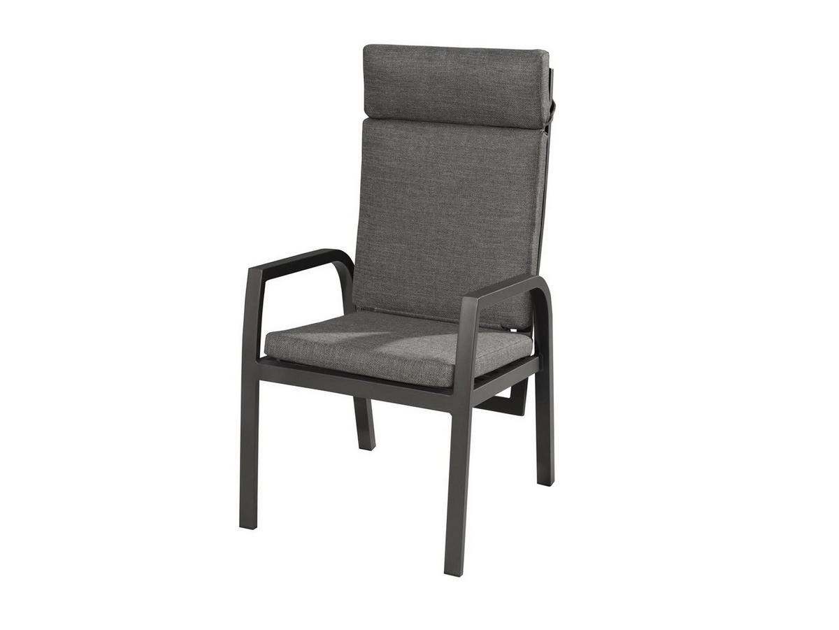 GARTENMÖBEL-SET Chicago 3 Aluminium ausziehbarer Tisch 6x Hochlehner Gartenstühle - Grau, Kunststoff - Green Spirit