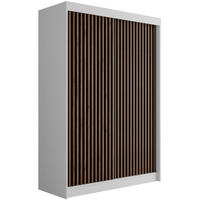 KLEIDERSCHRANK mit Lamel-Schiebetüren VILANv2 - 150 cm Weiß + Lamelle Eiche Wotan - Eiche Wotan/Weiß, Holzwerkstoff (150/215/61cm) - ALTDECOR