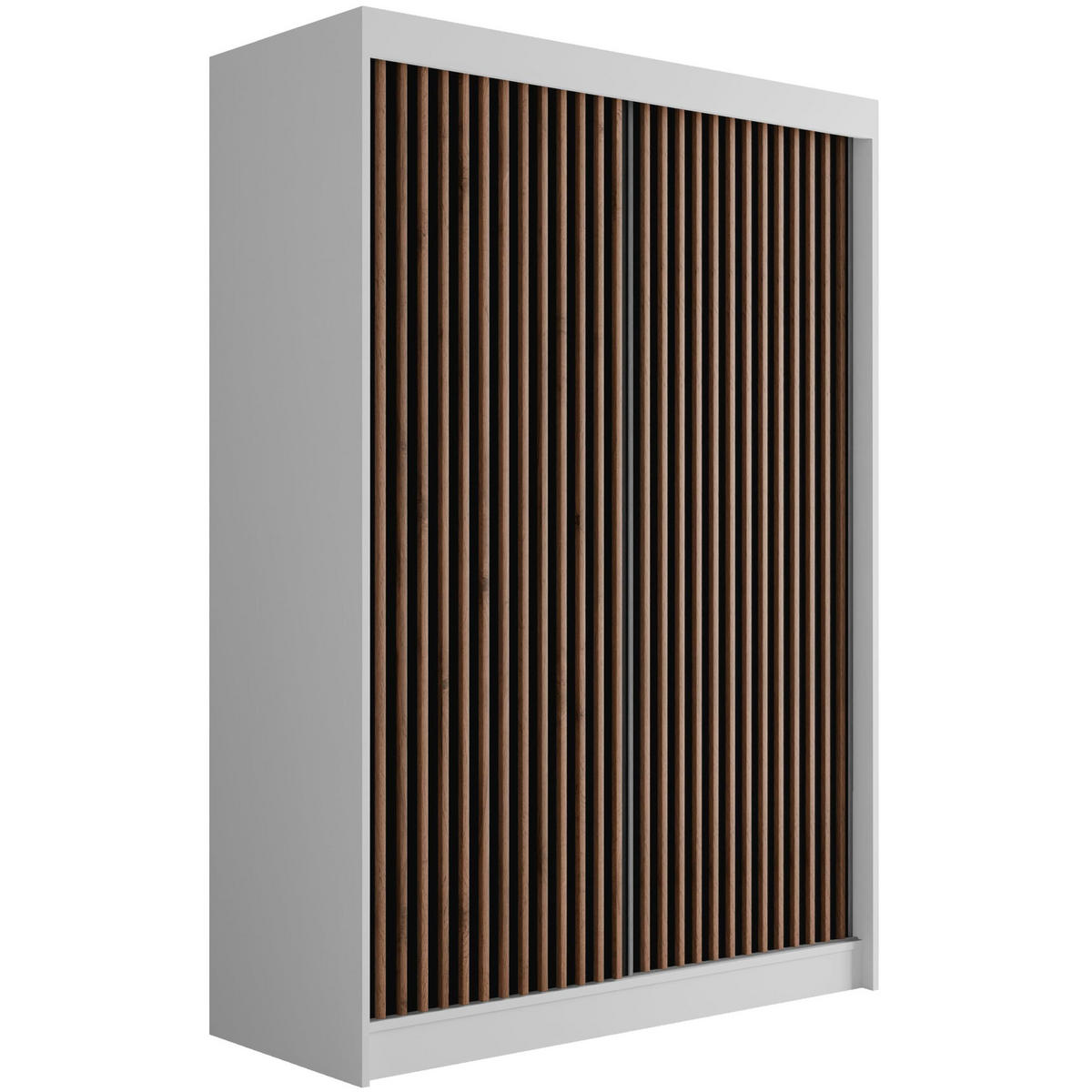 KLEIDERSCHRANK mit Lamel-Schiebetüren VILANv2 - 150 cm Weiß + Lamelle Eiche Wotan - Eiche Wotan/Weiß, Holzwerkstoff (150/215/61cm) - ALTDECOR