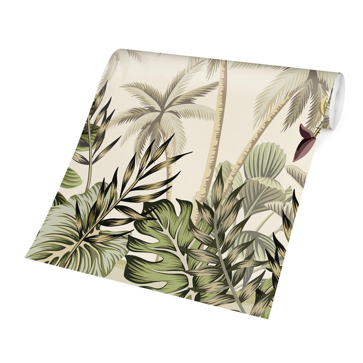 FOTOTAPETE Palmen im Dschungel 192/192 cm - Grün, Papier (192/192cm) - Bilderwelten