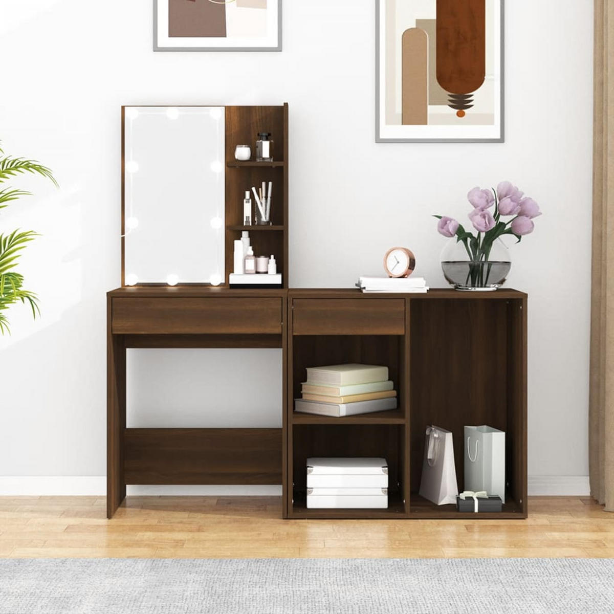 SCHMINKTISCH Cole 75/40/80 cm - Braun, Holzwerkstoff (75/80/40cm) - Nettlife