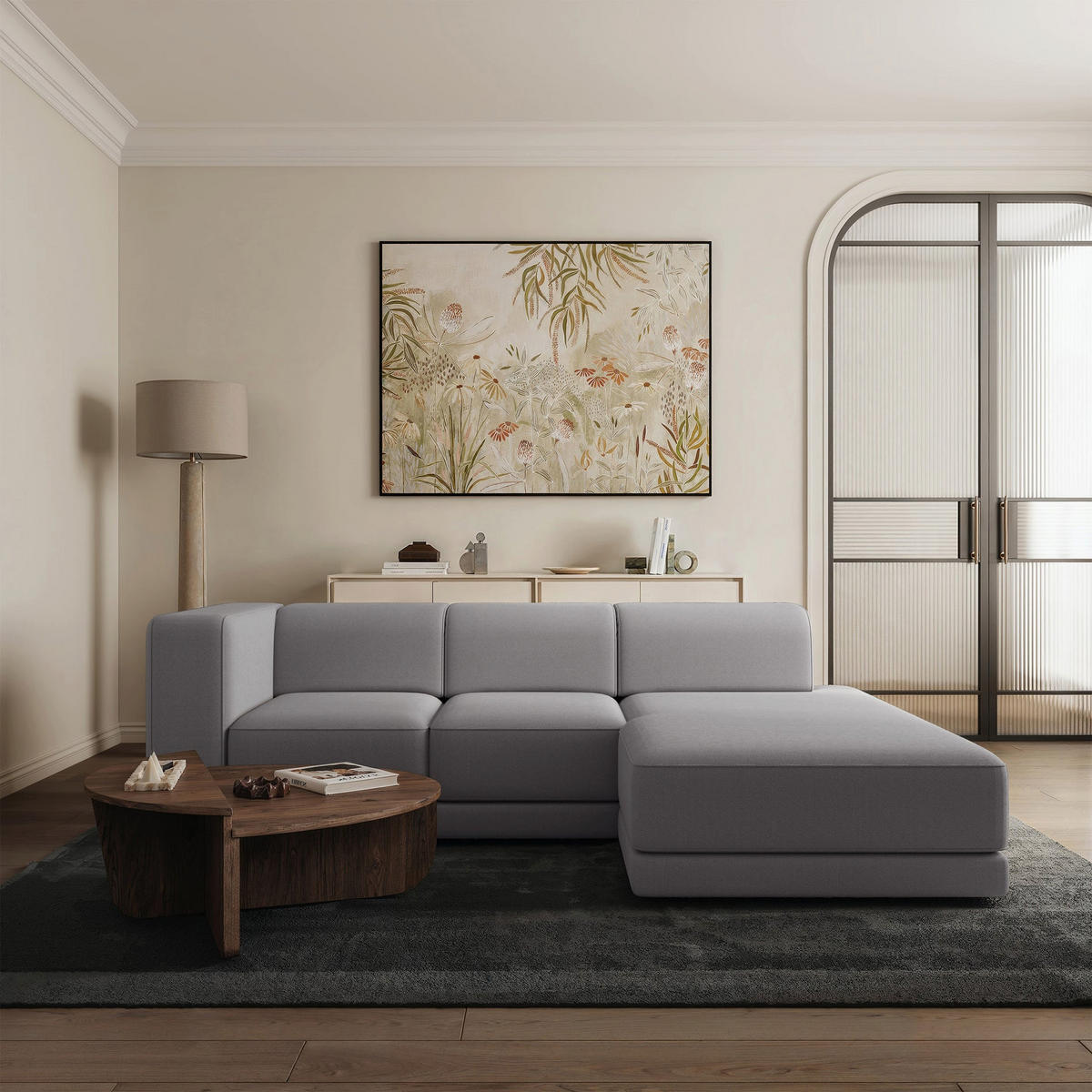 ECKSOFA Novals L-Form, 4-Sitzer, rechts 278 cm - Schwarz/Grau, Holz/Kunststoff (168/278cm) - Selsey