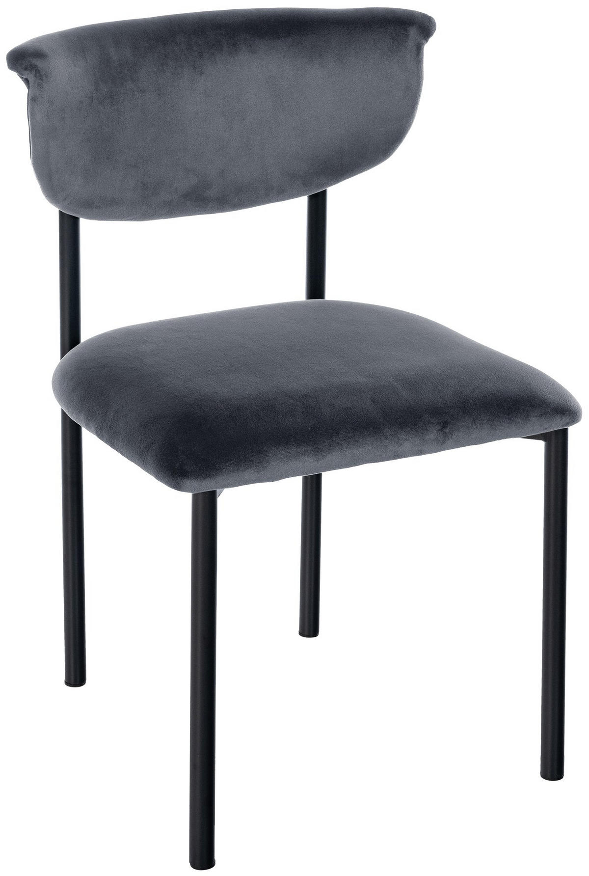 STUHL Samt Dunkelgrau - Dunkelgrau, Textil/Metall (52/78/53cm) - CLP