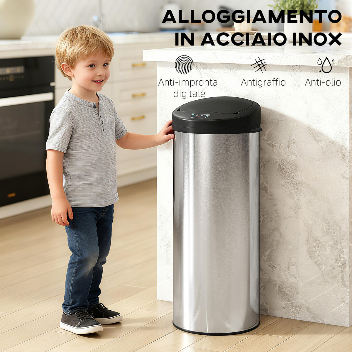 ABFALLEIMER Silberfarben 1 Stück - Silberfarben, Metall (30/78.5/32cm) - GiPP