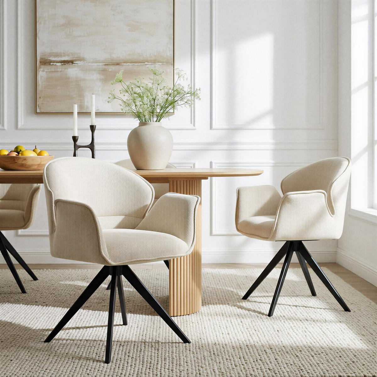 ESSZIMMERSTÜHLE GIRONA 2er-Set cremeweiß - Creme, Textil (62/81/59cm) - IDIMEX