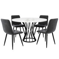 ESSGRUPPE DE-39204 runder 80 cm Tisch mit 4 Stühlen Weiß/Grau - Weiß/Grau, Holzwerkstoff (80/76/80cm) - ComfortXL
