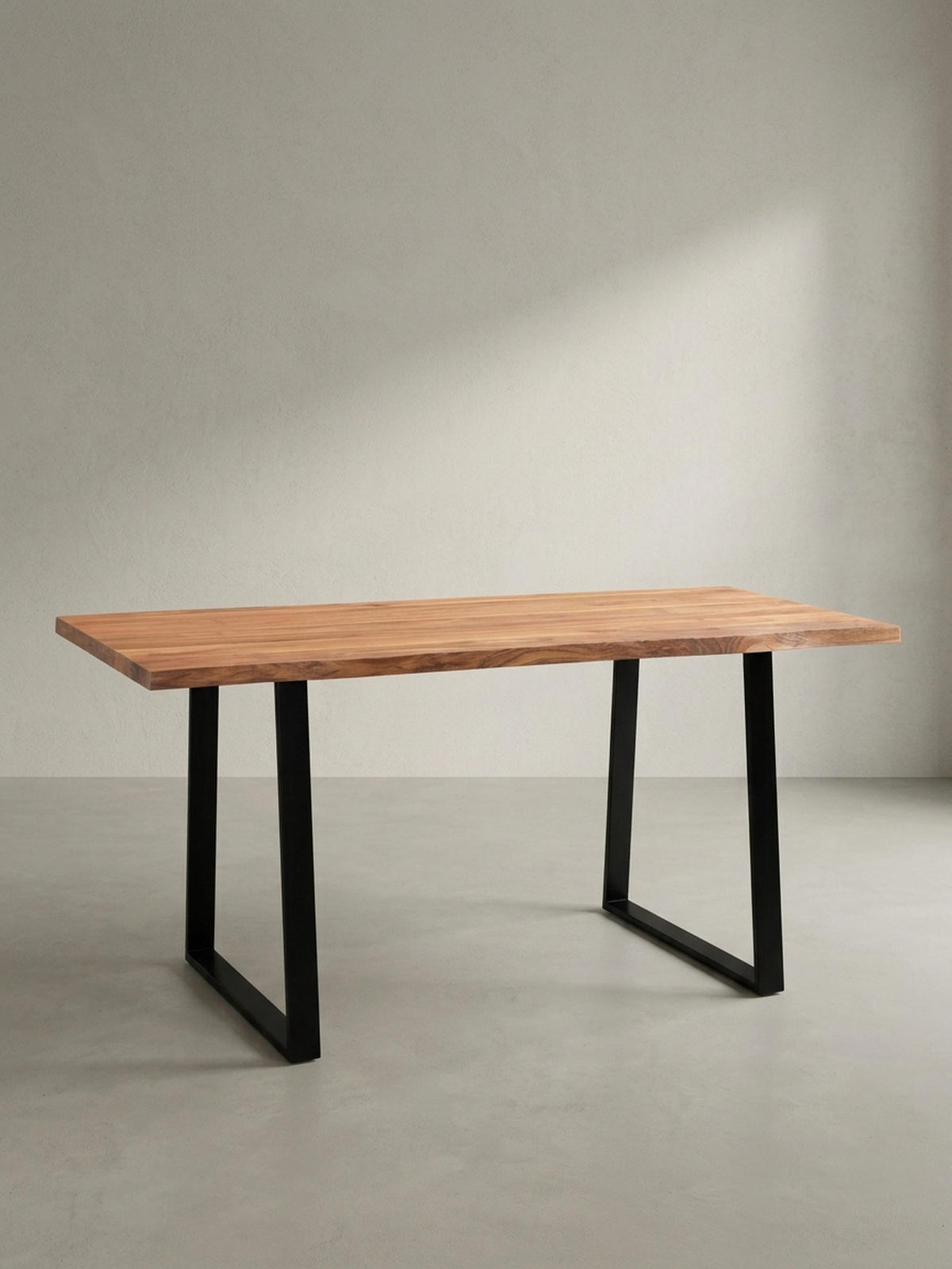 ESSTISCH Massivholz Baumkante Schwarz Metall Handgefertigt TARN, Goldbraun-Schwarz 160x80x76 cm - Schwarz/Braun, Holz (80/160/76cm) - KADIMA DESIGN