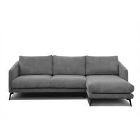 ECKSOFA VILT 4-Sitzer, dunkelgrau - Dunkelgrau/Schwarz, Holzwerkstoff/Textil (255/156cm) - Courtois Laville