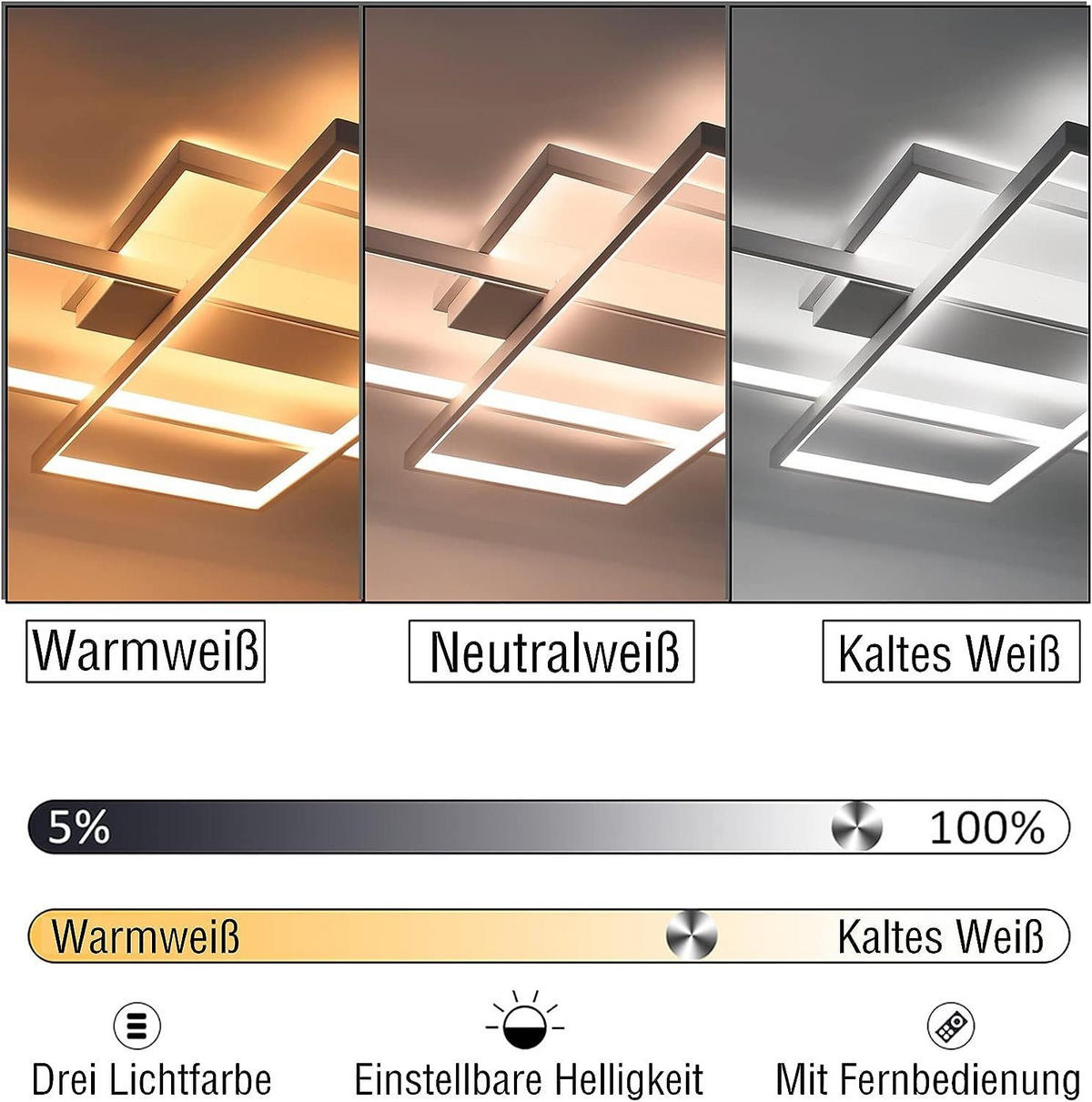 LED-DECKENLEUCHTE Caroline 100/70/8 cm - Weiß, Metall (100/70/8cm) - Nettlife