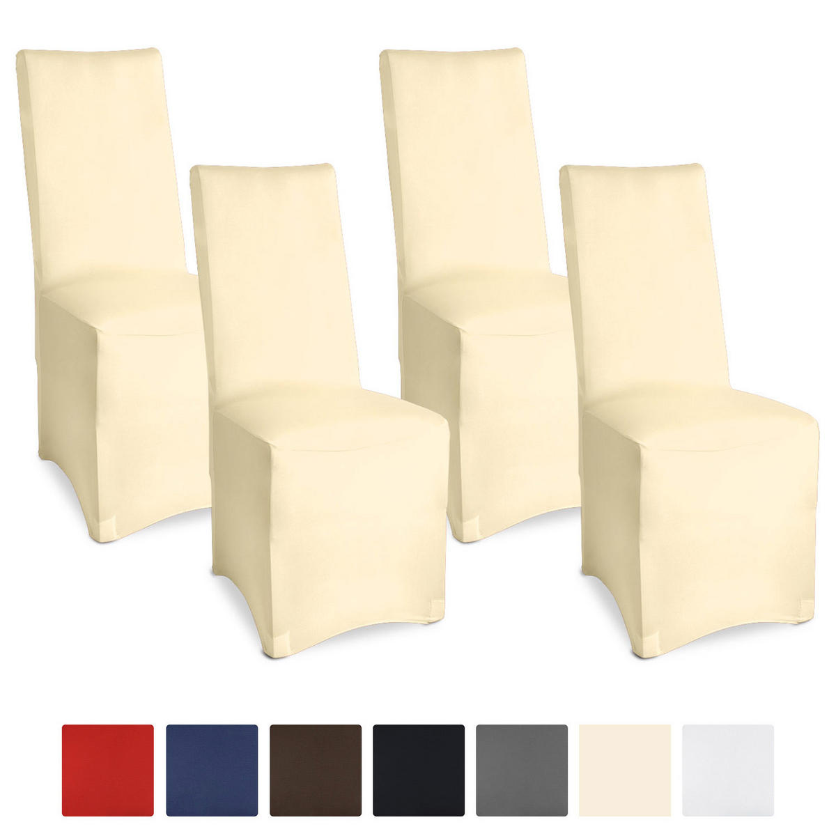 STUHLHUSSE Leona Stretch Bankett 95x45cm Ecru (4tlg) - Beige, Textil (45/95cm) - Beautissu 